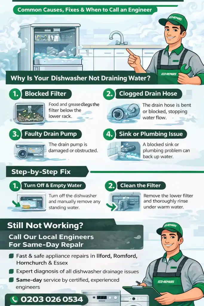 Dishwasher Not Draining Water - Ilford & Romford Here’s What to Do